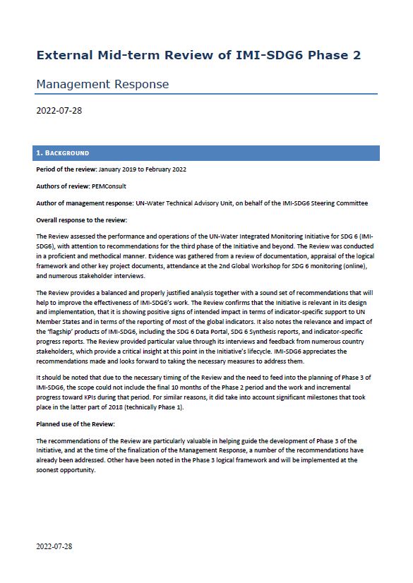 IMI phase 2 review management response IMI phase 2 review management response