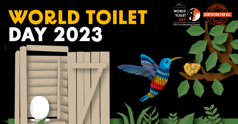World Toilet Day 2023 animation of toilet and bird