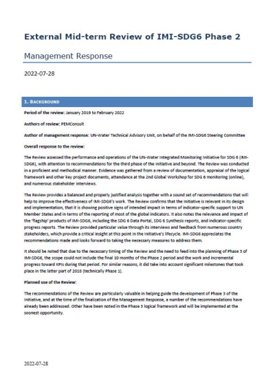 IMI phase 2 review management response IMI phase 2 review management response